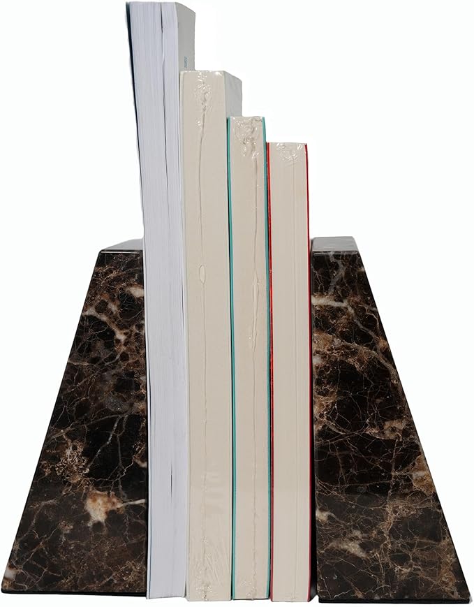 Polished Brown Marble Bookends - OROA