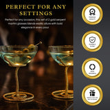 Snake Serpent Cocktail Glasses - 2 Set Gold Design Unique Reptile Inspired Barware