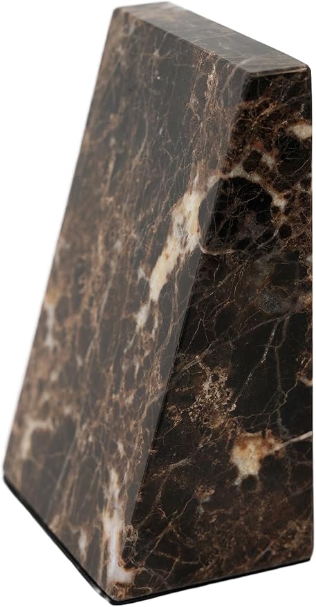 Polished Brown Marble Bookends - OROA