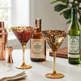 Tortoise Leopard Print Martini 9oz - Set of 2, 7.1" Spotted Borosilicate Cocktail