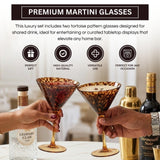 Tortoise Leopard Print Martini 9oz - Set of 2, 7.1" Spotted Borosilicate Cocktail
