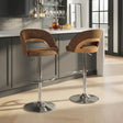 Dark Brown Whitewashed Adjustable Swivel Bar Stools Set of 2 – OROA, view 2
