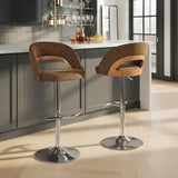 Dark Brown Whitewashed Adjustable Swivel Bar Stools Set of 2 – OROA, view 2