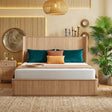 Natural Oak Finish Fluted King Platform Bed – OROA, view 2