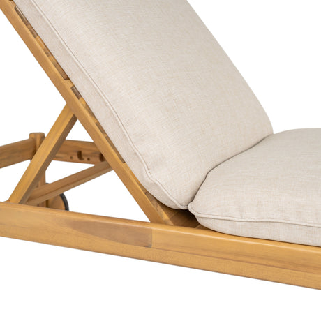 Riviera Outdoor Chaise Lounge with Wheels, Acacia Wood Frame (S/2)