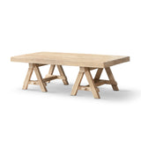 Hawthorne Reclaimed Elm Rectangular Trestle Coffee Table, Heritage Light Natural Brown - OROA Online Furniture