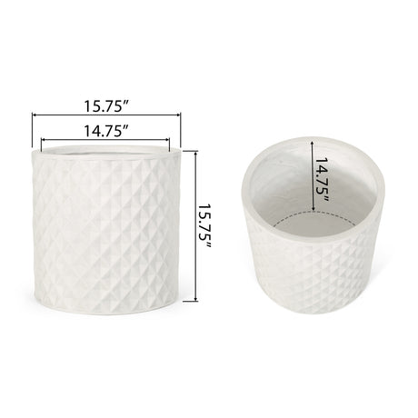 Antique White Round Planter | OROA