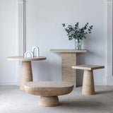 Textured Cream Round Pedestal Dining Table – OROA, view 7