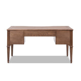 Dauphin Gold Accent 5-Drawer Wood Executive Desk Brown Ash Wood & Veneer