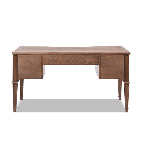 Dauphin Gold Accent 5-Drawer Wood Executive Desk Brown Ash Wood & Veneer