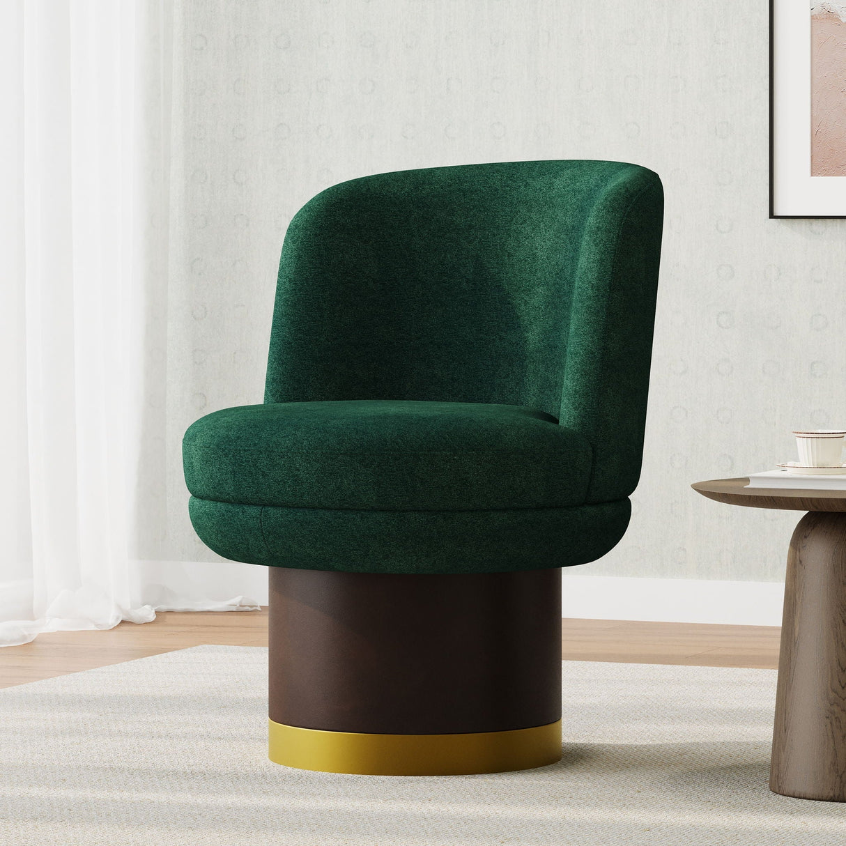Round Swivel Accent Chair With Curved Backrest - Fall