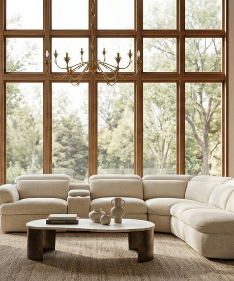 OROA Mid-Century Modern living room showcasing tapered wood furniture and timeless design.