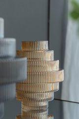 Tiered Geometric Amber Luster Clear Vase (S/2)