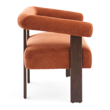 Round Orange Bouclé Loveseat - OROA