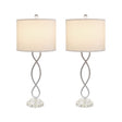 Nickel Crystal-Accent Table Lamps — pair with twisted metal stems