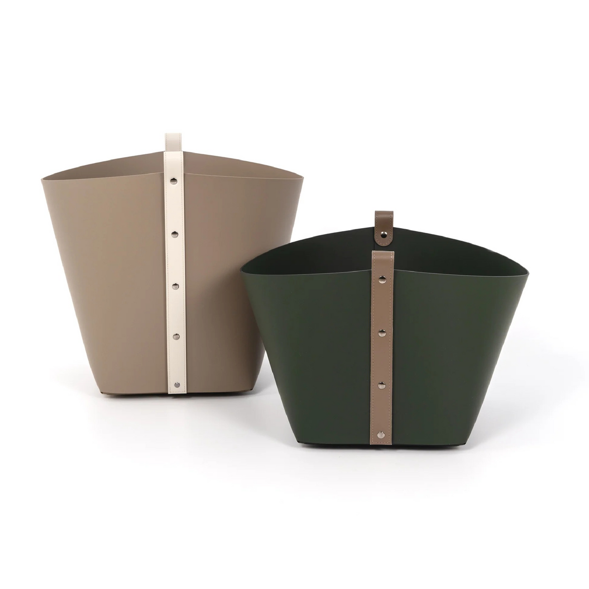 Leather Strapped Basket | Pinetti Ovo | OROA.com
