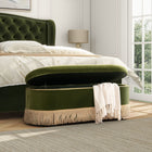 Melindaa - Oval Tufted Bullion Fringe Storage Bench