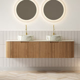 Nordic Bathroom Vanity, Ceramic Basins Stone Top - OROA