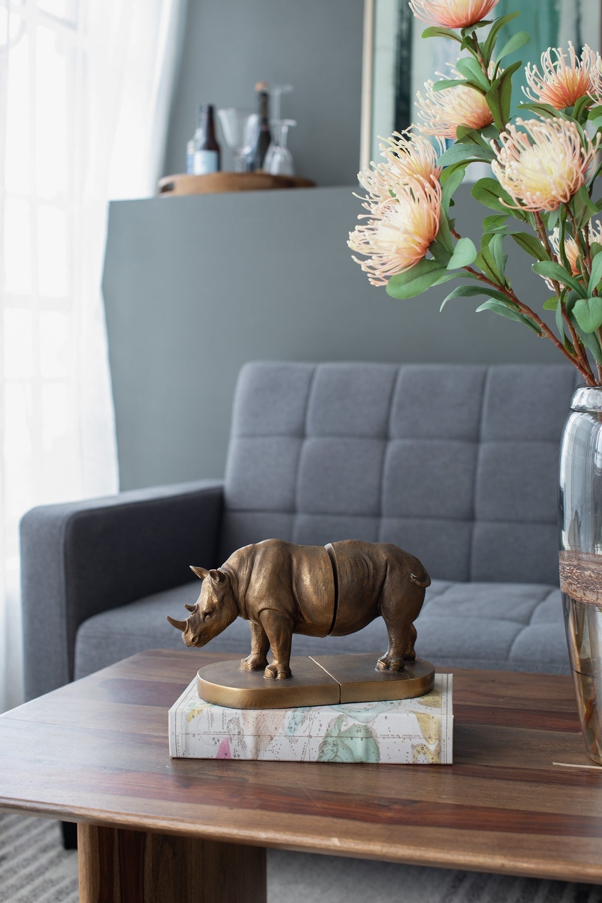Rhino Bronze tone Bookends