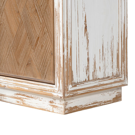 Amelie Patchwork 4-Door Sideboard, Antique White and Medium Brown Reclaimed Pine - OROA Online Furniture