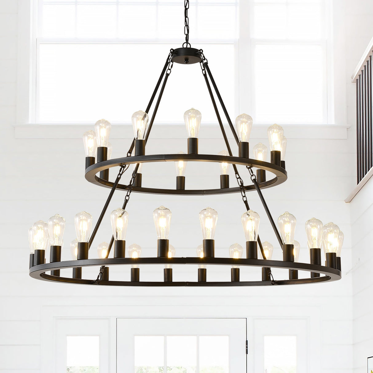 Black Wagon Wheel Chandelier - OROA