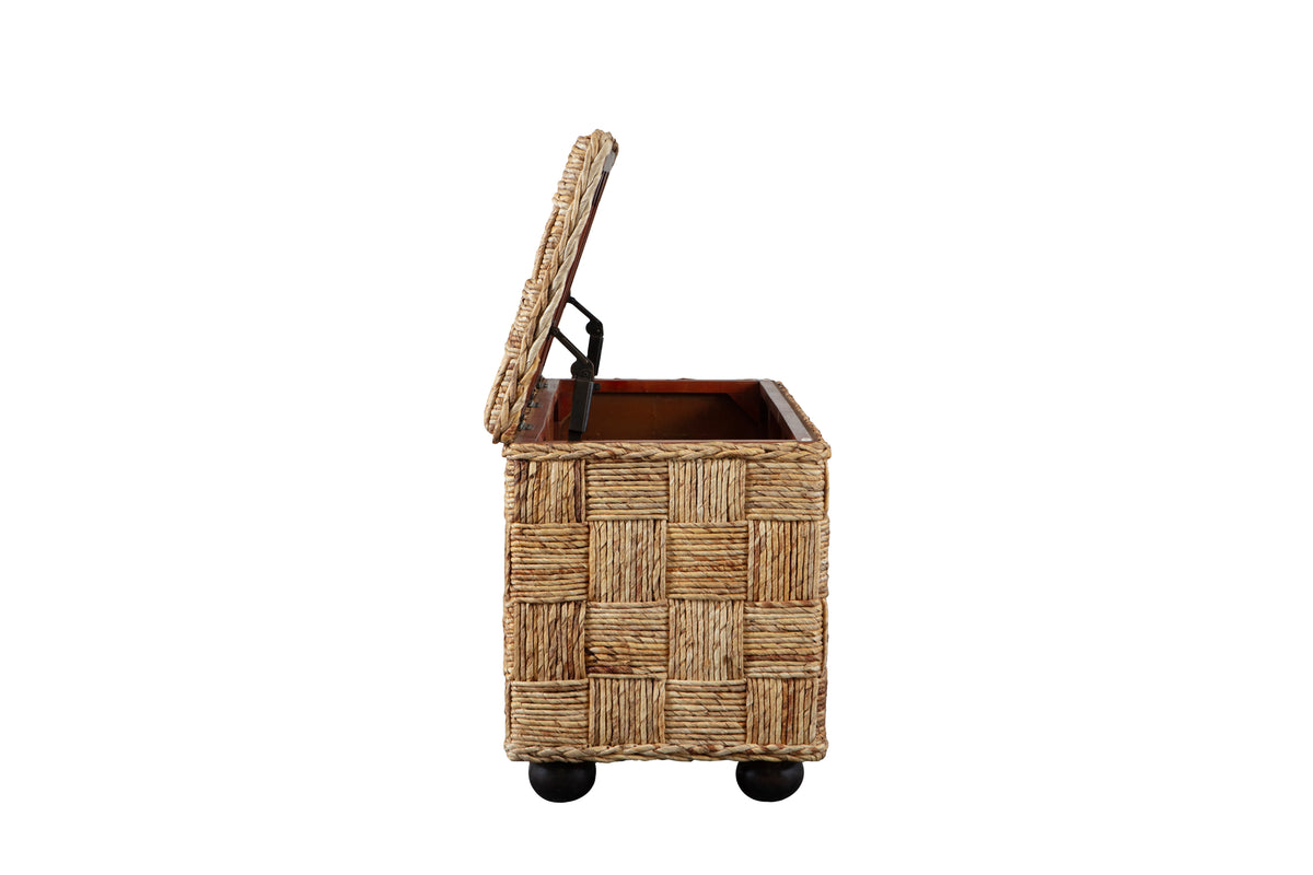 Natural Rattan Lift Top Storage Trunk – OROA, view 2