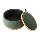 Green Chenille Storage Ottoman with Reversible Tray | Catchy