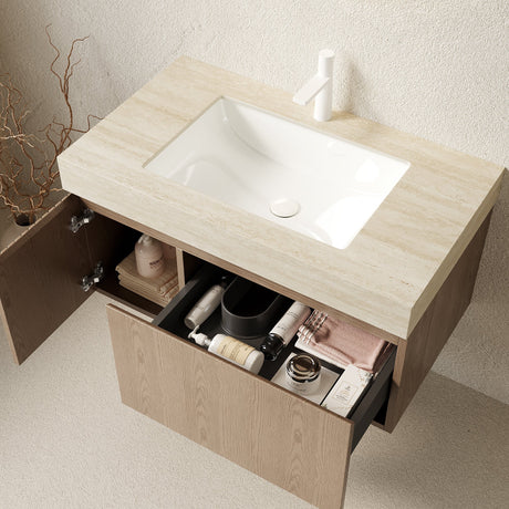 Modern Travertine Bathroom Vanity & Sink - OROA