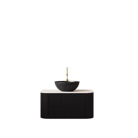 Modern Bathroom Vanity & Sink with Floating Curved Edges - OROA