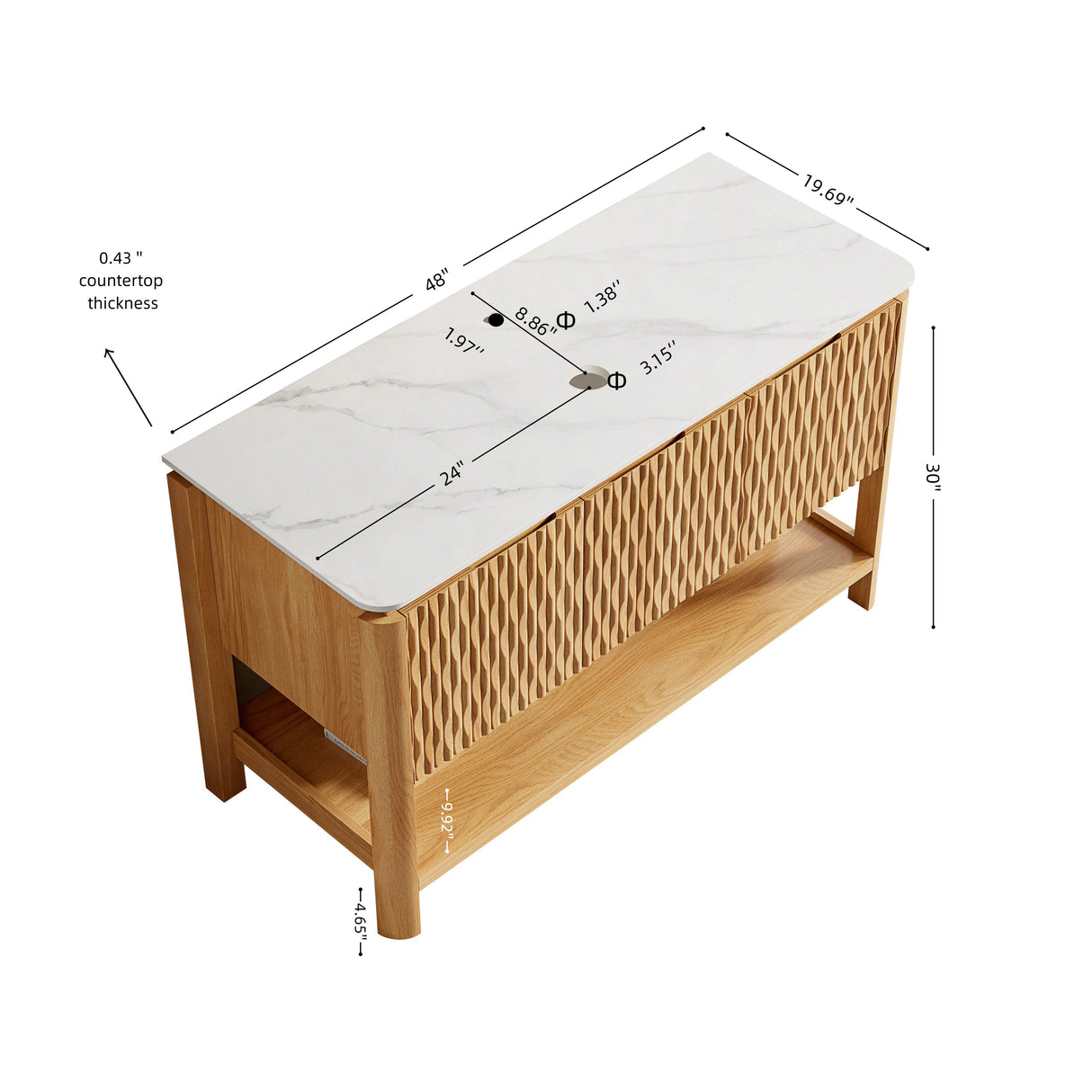 Freestanding Bathroom Cabinet, Carrara - OROA