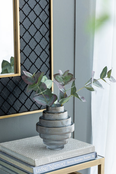 Multi-Tiered Geometric Vase with Smoked Blue Finish (S/2)
