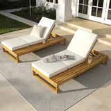 Teak Wood Chaise Lounge with 4-Inch Cushion - OROA