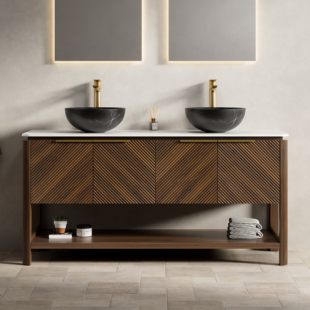 Modern 60" Bathroom Vanity with Sinter Stone Countertop - OROA