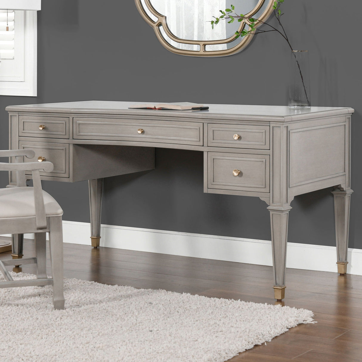 5 Drawer Executive Desk - Dove Gray