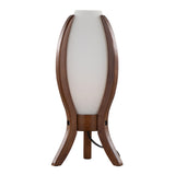Desk Lamp with Walnut Wood and Frosted Glass