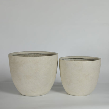 Round Concrete Planter (S/2), Large Outdoor Indoor/Outdoor