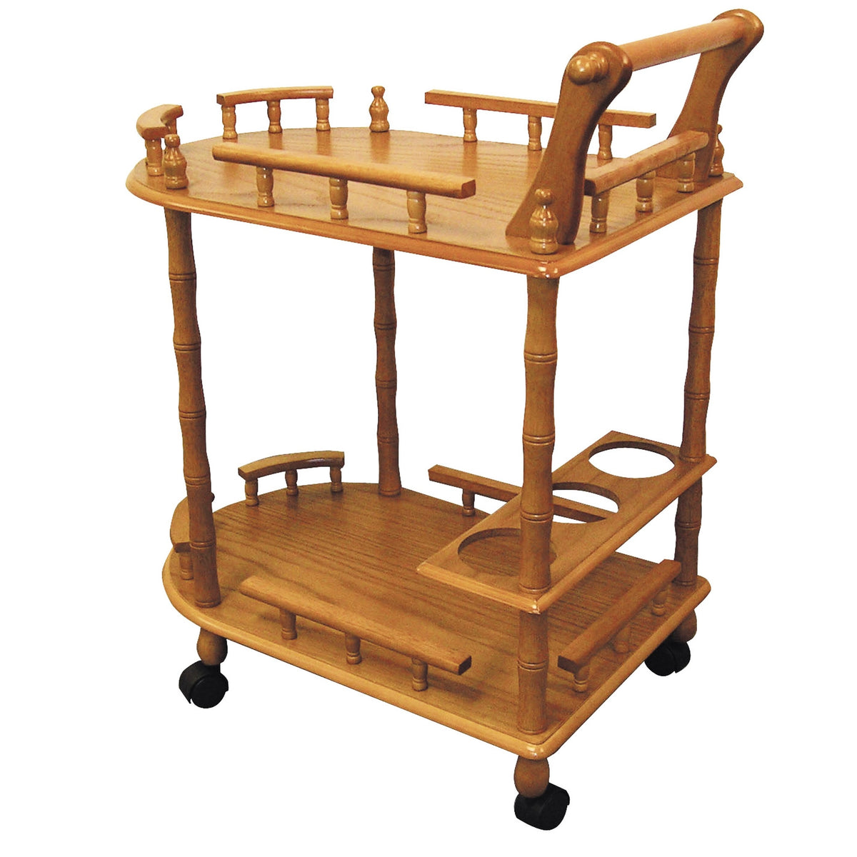 Wooden 2-Tier Wine Table with Oak Finish - OROA Online Furniture