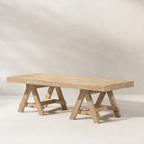 Hawthorne Reclaimed Elm Rectangular Trestle Coffee Table, Heritage Light Natural Brown - OROA Online Furniture
