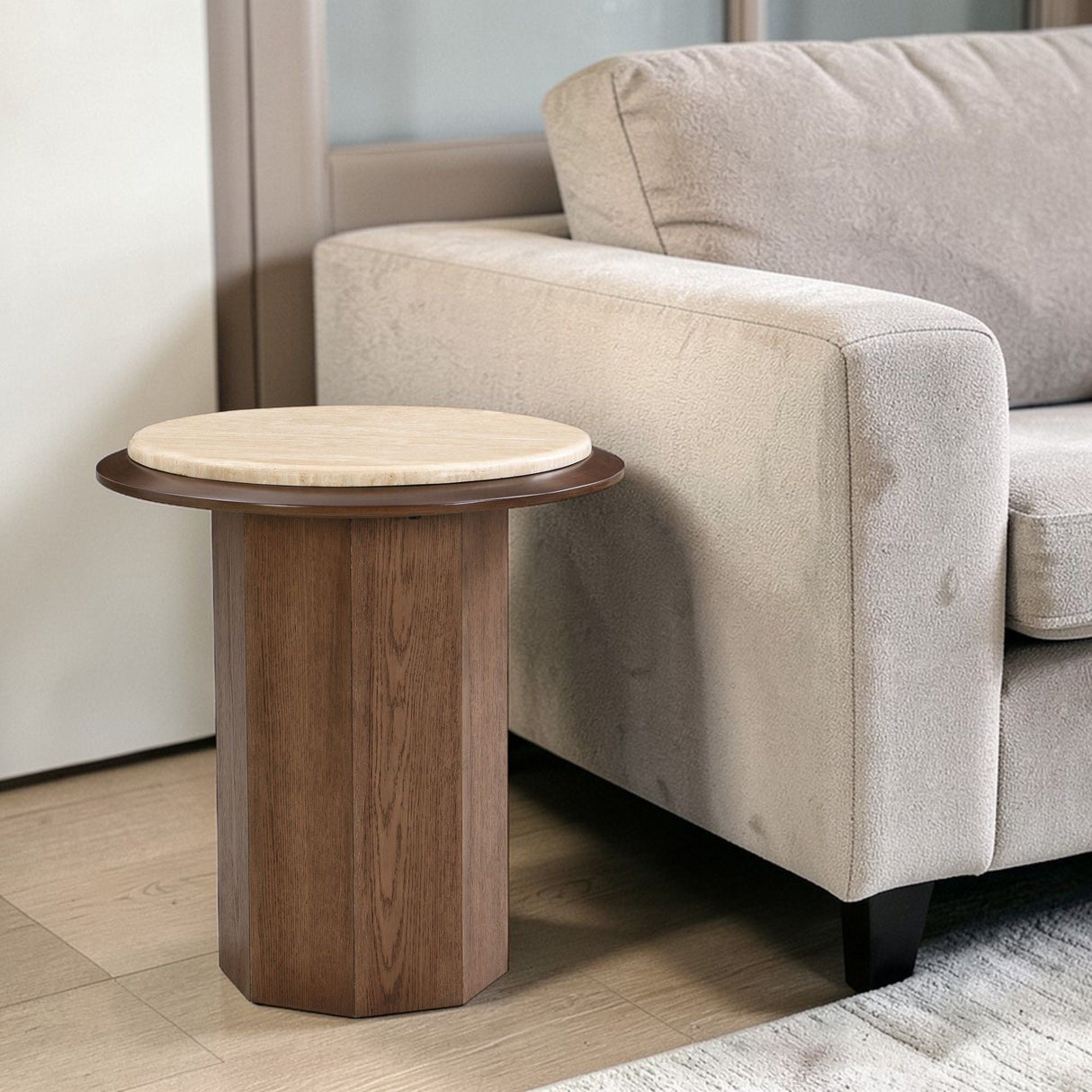 Kasha Walnut Side Table - Round