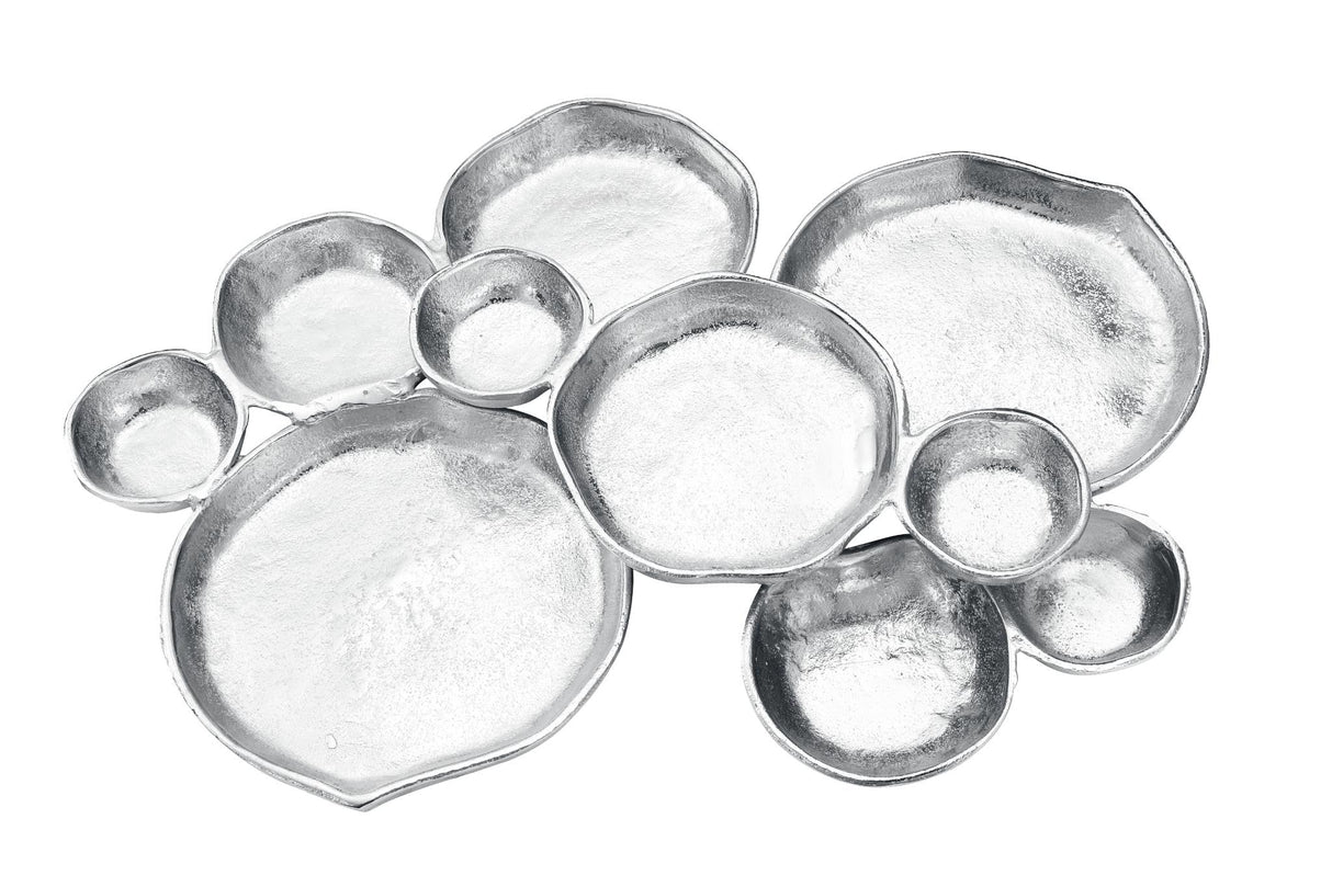 Cluster of 10 Round Serving Bowls Silver Clusters Decorative Tray