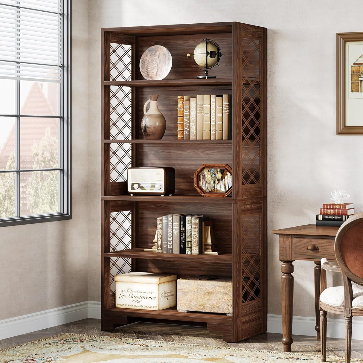 Brown Mid Century Bookcase - OROA
