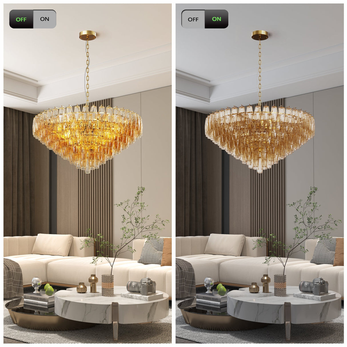 Extra Large 14-Light Gold Modern Round Chandelier