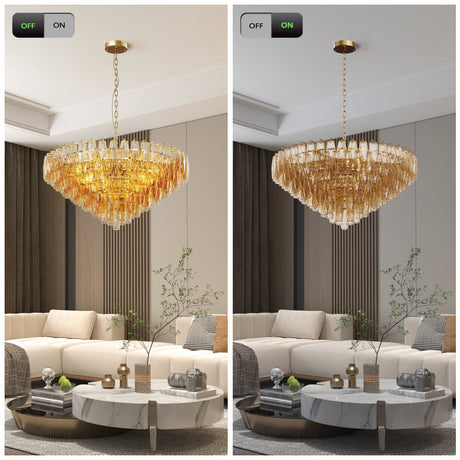 Extra Large 14-Light Gold Modern Round Chandelier