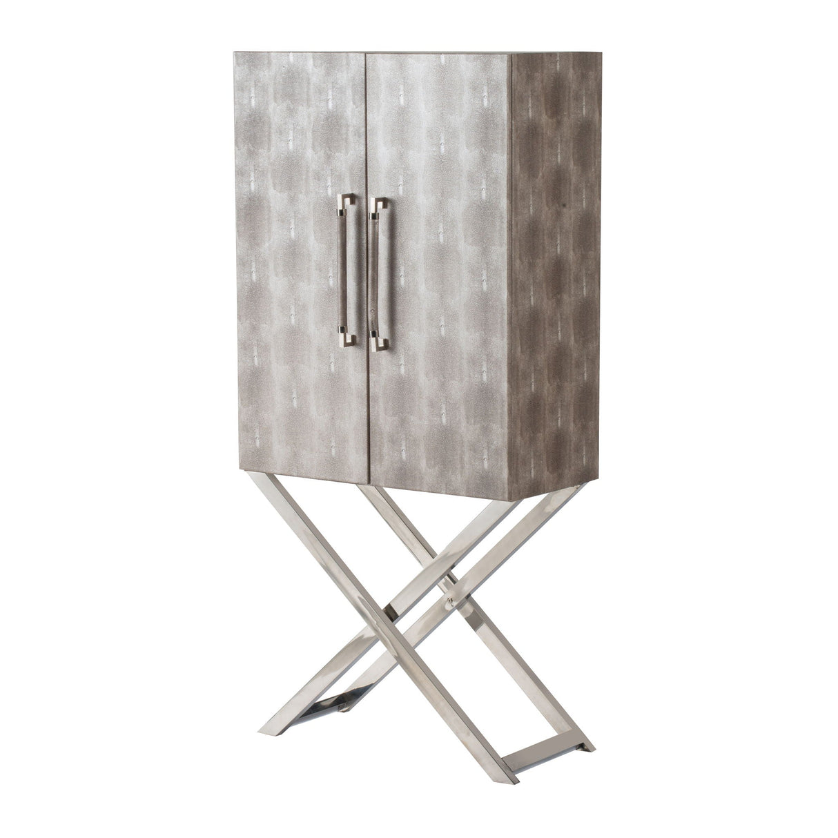 Modern Cabinet - Wood & Silver Finish