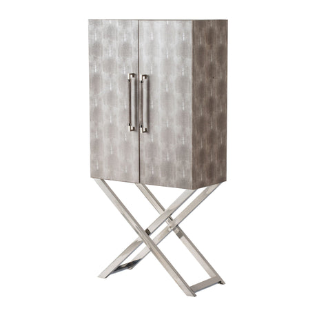Modern Cabinet - Wood & Silver Finish