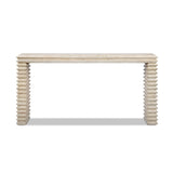 Veda Whitewashed Reclaimed Pine Geometric Console Table with Slim Stacked Legs - OROA Modern Furniture