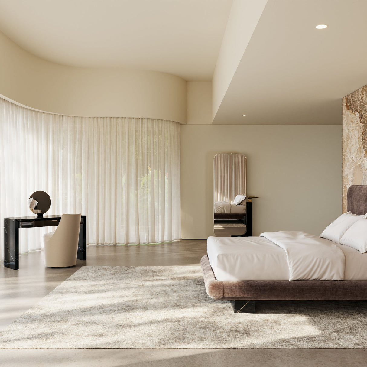   Dark Taupe 2-Panel Bed | Oroa.com