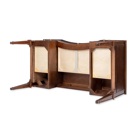 Dauphin Gold Accent 5-Drawer Wood Executive Desk Dark Walnut Ash Wood & Veneer