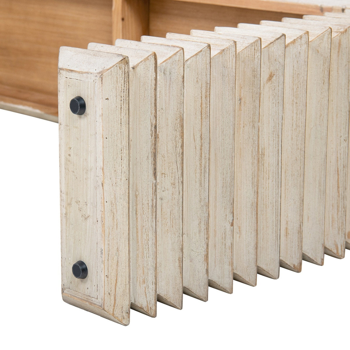 Veda Whitewashed Reclaimed Pine Geometric Console Table with Slim Stacked Legs - OROA Modern Furniture