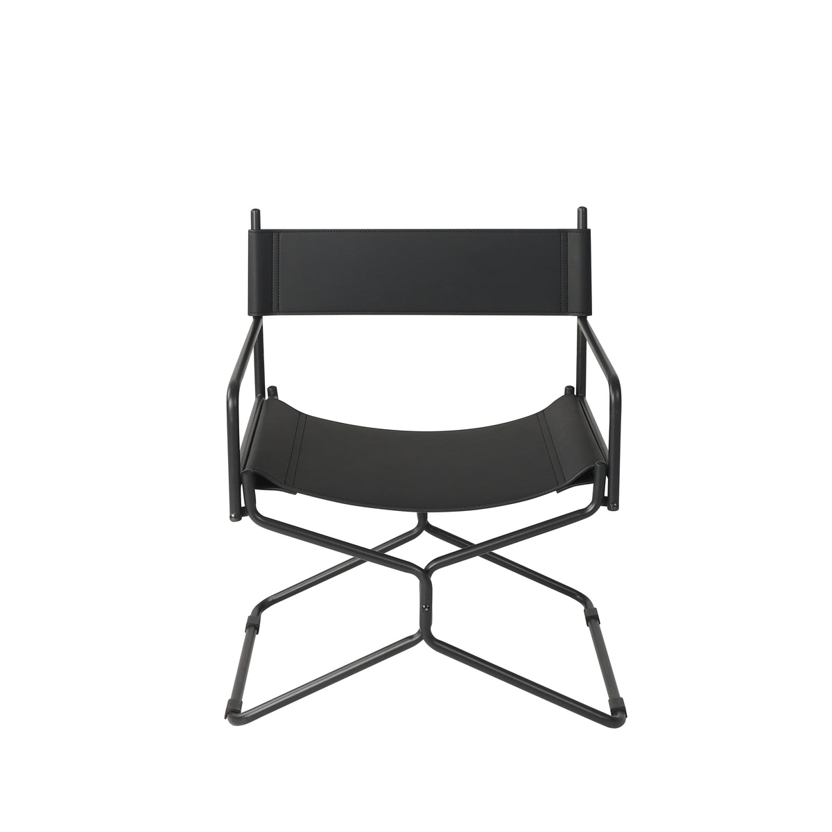 black folding chair leather
